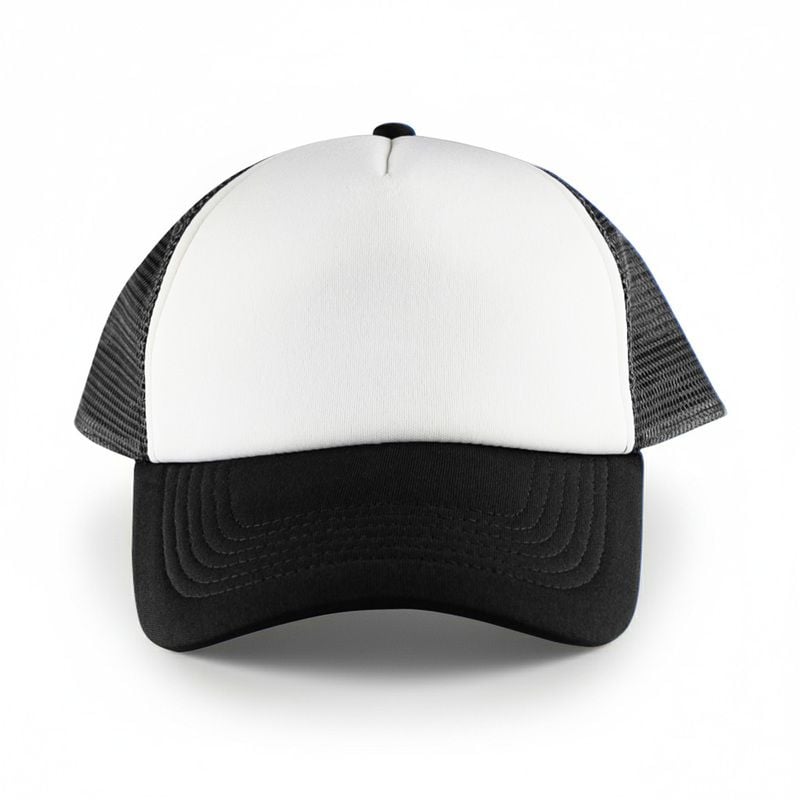White Front 5 Panel Trucker Mesh Cap